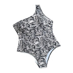 Damen Einteiliger Badeanzug mit asymmetrischem Schlupf-Design R&B