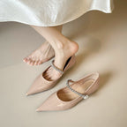 Damen elegante spitze Ballerinas mit funkelndem Strassriemen
