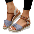 Damen Wedge-Sandalen mit raffiniertem Knoten-Detail und komfortablem Fußbett R&B
