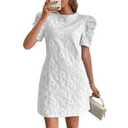 Damen Minikleid mit Puffärmeln und floralen Stickereien R&B