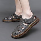 Herren Atmungsaktive Ledersandalen mit komfortablem Klettverschluss R&B