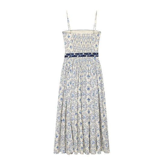 Damen Maxikleid mit floralem Muster und verstellbaren Spaghetti-Trägern R&B