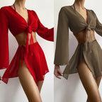 Damen Baumwoll Strandset mit lässigem Wickeldesign R&B