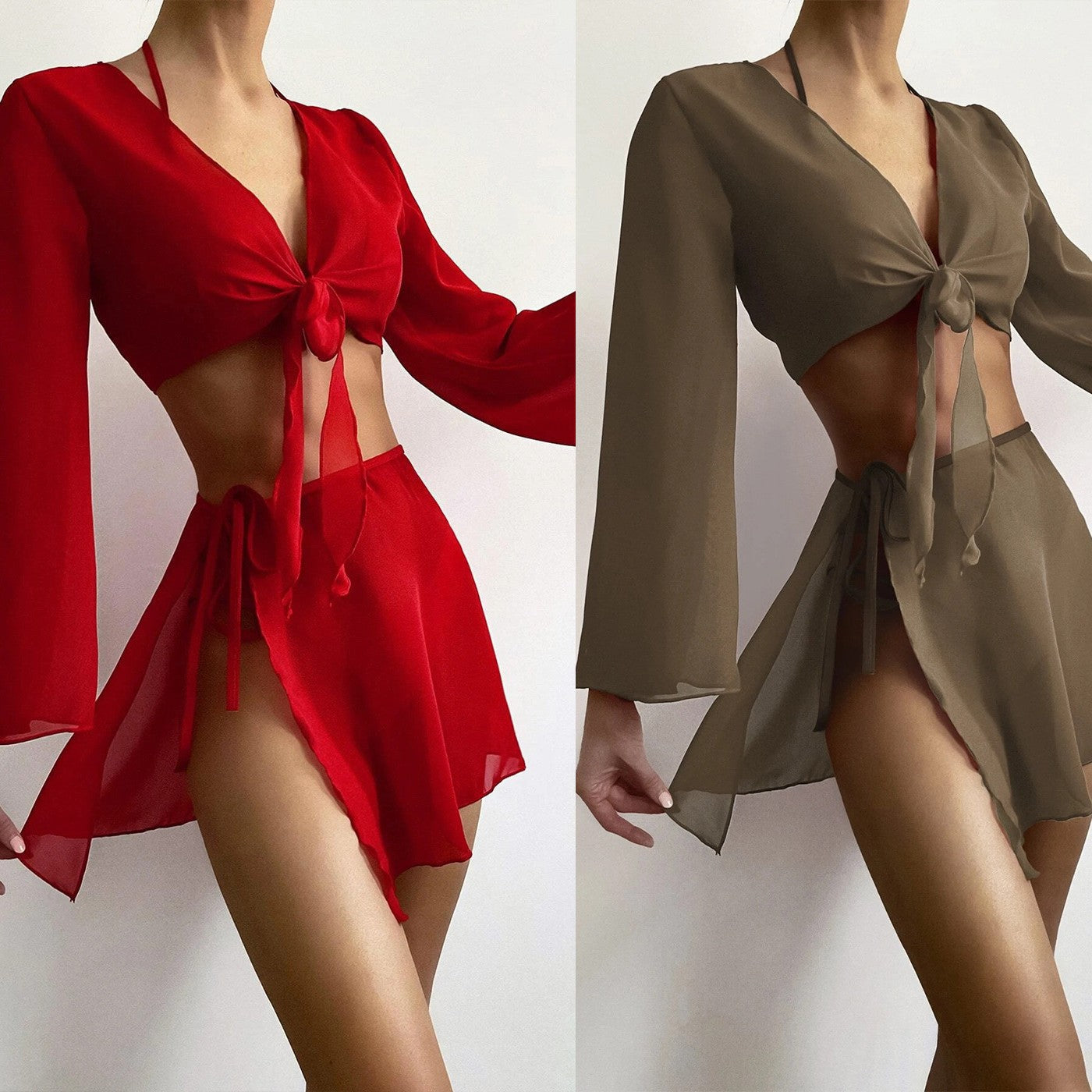 Damen Baumwoll Strandset mit lässigem Wickeldesign R&B