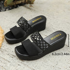 Damen Wedge-Pantoletten mit floralem Riemendesign und komfortabler Plateausohle