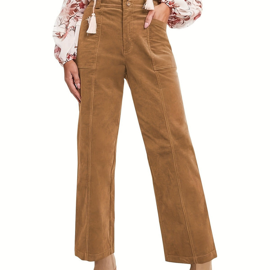 Damen Hochgeschnittene Bundfaltenhose R&B