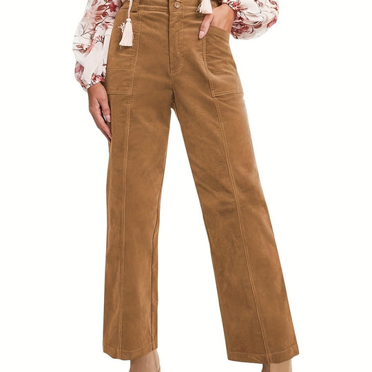 Damen Hochgeschnittene Bundfaltenhose R&B