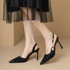 Damen Elegante Slingback-Pumps mit raffiniertem Schmuckdetail R&B