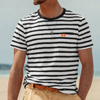 Herren Kurzarm T-Shirt mit maritimem Streifenmuster und praktischer Brusttasche R&B
