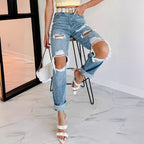 Damen Ripped High-Waist Jeans R&B