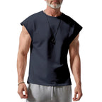 Herren nan athletisches abgeschnittenes Tanktop mit breiten Armöffnungen und Rundhalsausschnitt R&B