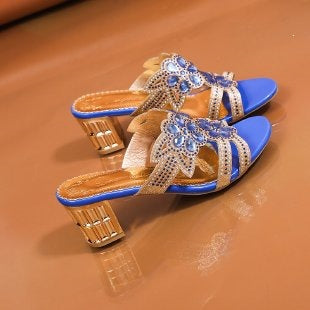 Damen elegante Sandaletten mit dekorativen Blütenapplikationen R&B