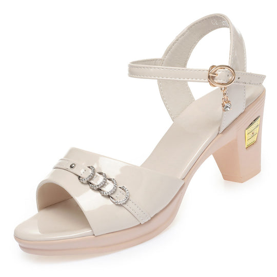 Damen elegante Absatzsandalen mit modischem Schnallenakzent und komfortablem Blockabsatz R&B