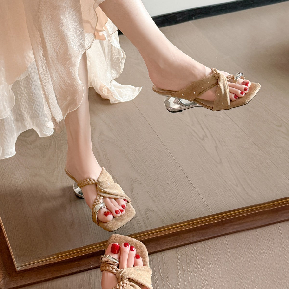 Damen modische Sandalen mit dekorativem Schleifen-Design R&B