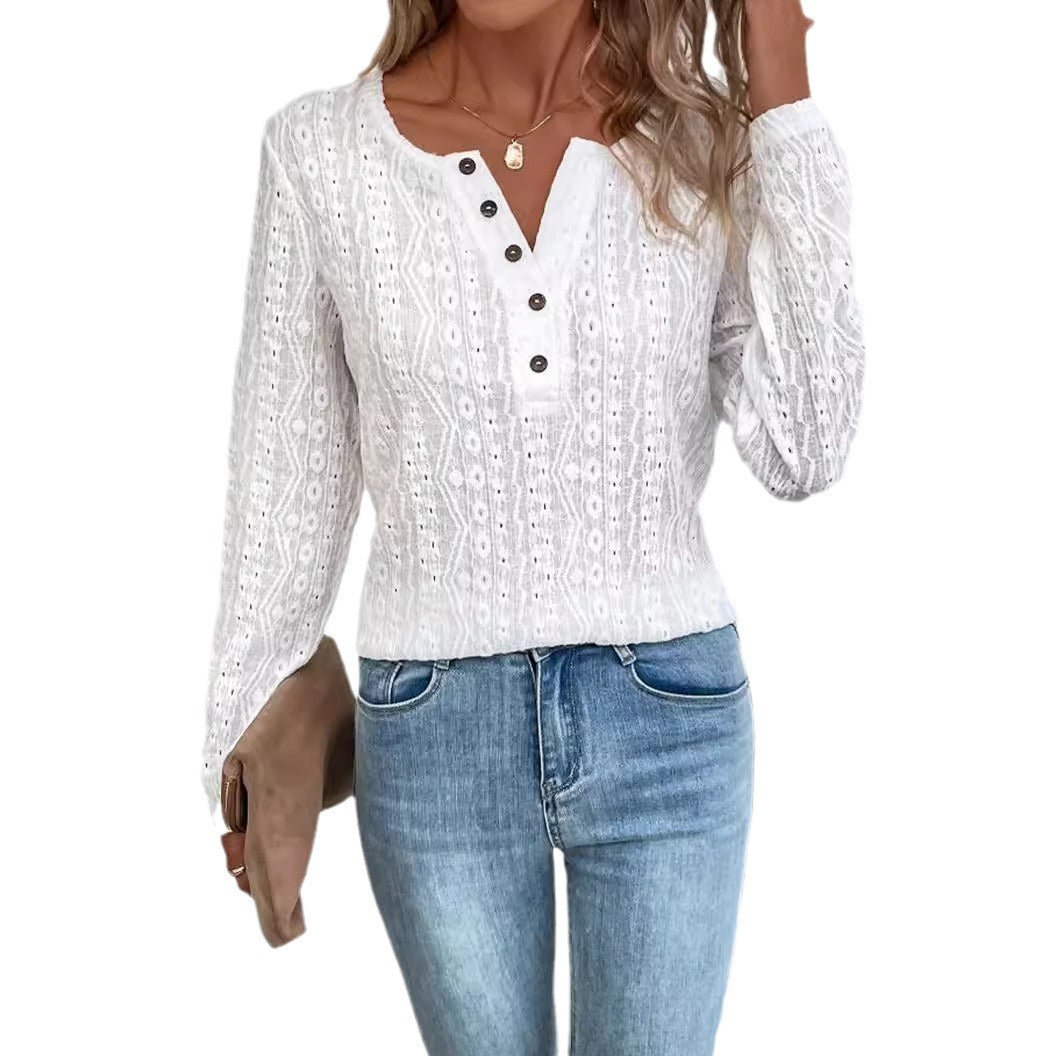 Damen Strukturierter Pullover mit Knopfdetails R&B
