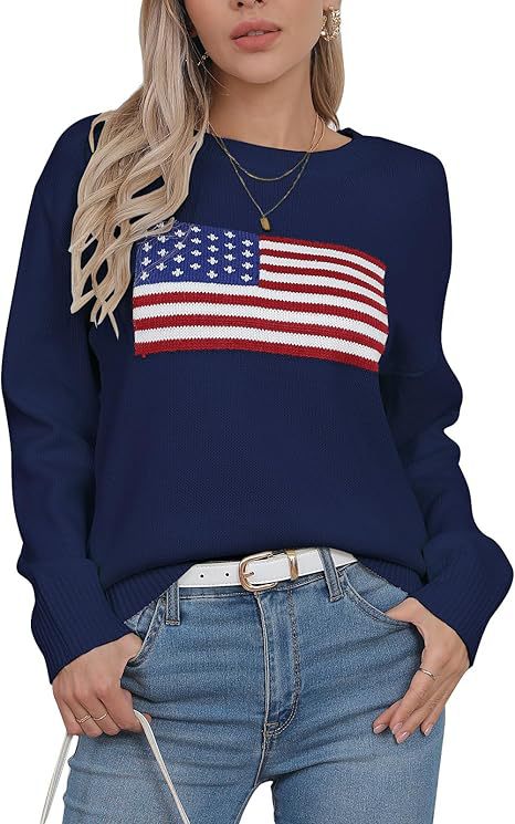 Damen Pullover mit Flaggenmotiv und strukturiertem Strick R&B