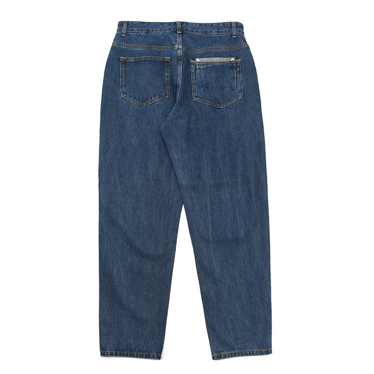 Damen High-Waisted Jeans im Vintage-Stil mit geradem Bein und praktischem Taschendesign R&B