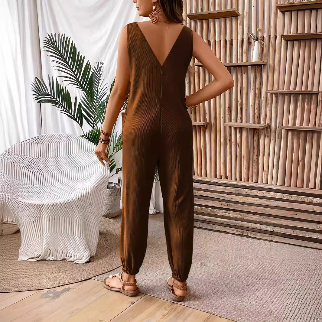 Damen Overall mit Taschen und weitem Bein R&B