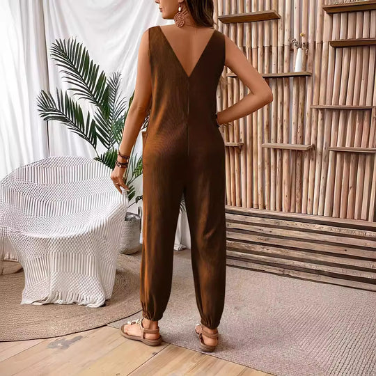 Damen Overall mit Taschen und weitem Bein R&B