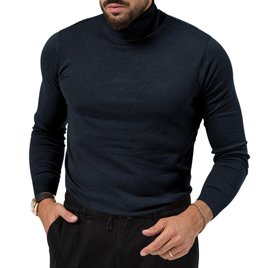 Herren Rollkragenpullover aus weichem Baumwollmix mit strukturierter Oberfläche R&B