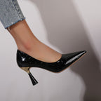 Damen elegante spitze Pumps mit glänzendem Krokodilprägung R&B