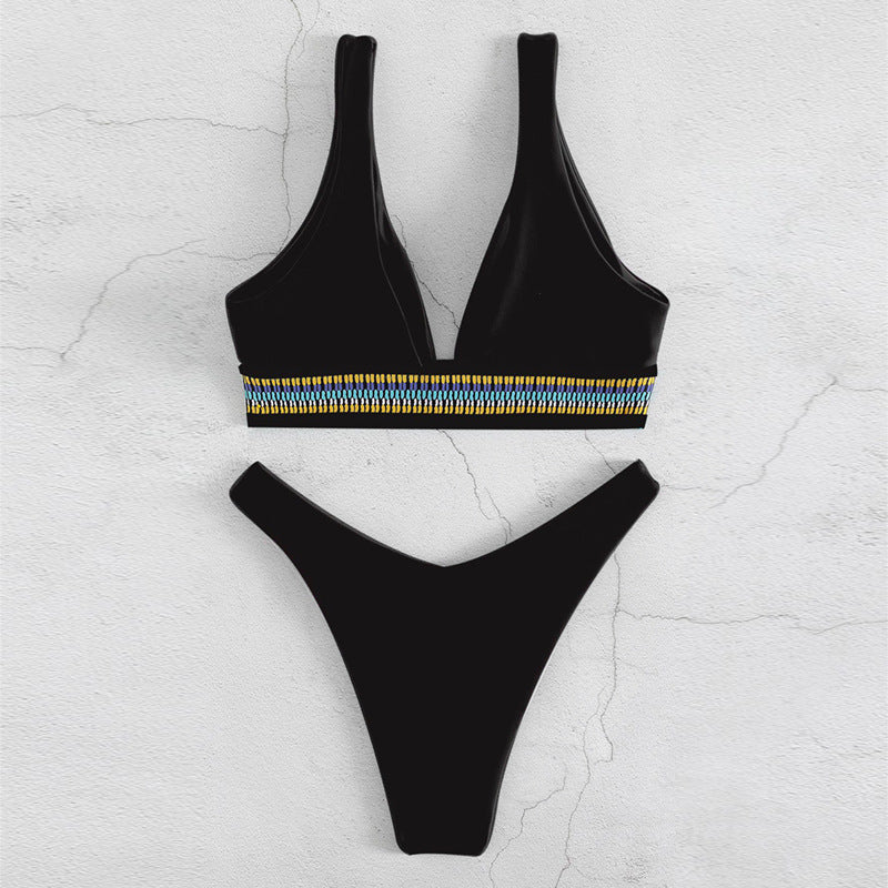 Damen Bikini-Set mit elegantem V-Ausschnitt und geschmackvollem Detail R&B