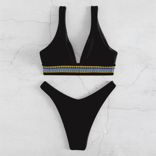 Damen Bikini-Set mit elegantem V-Ausschnitt und geschmackvollem Detail R&B