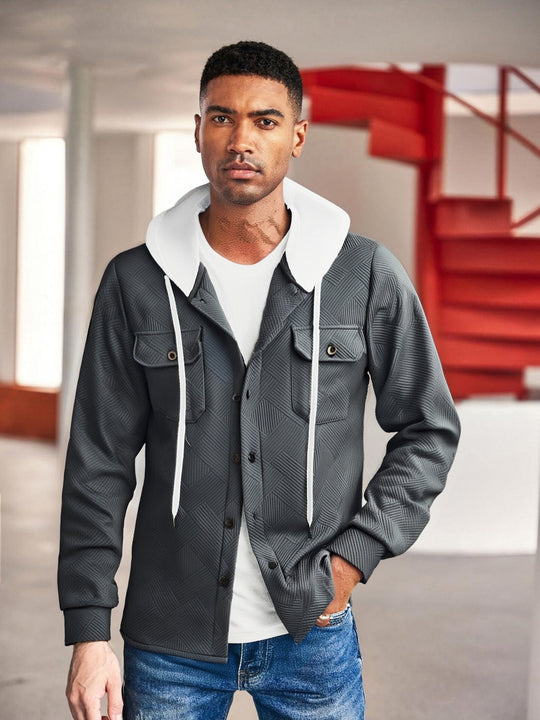 Herren modische Hybrid-Jacke mit abnehmbarer Kapuze und praktischen Taschen R&B