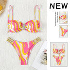 Damen Triangel-Bikini mit dekorativem Rüschendetail und hoch geschnittenem Slip R&B