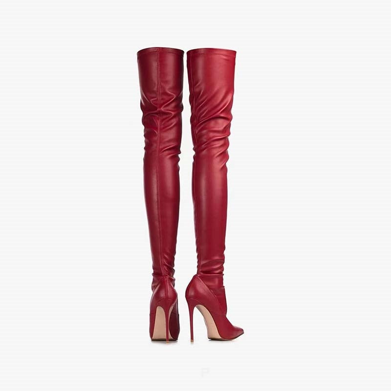 Femme Über-die-Knie Spitzenzehen Stiletto Stiefel R&B