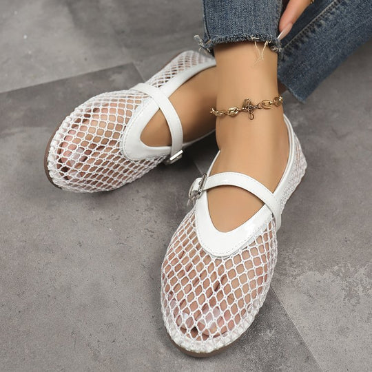 Damen Stilettos mit netzartigem Obermaterial und moderner Schnallenapplikation R&B