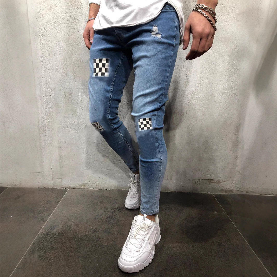 Herren trendige Skinny Jeans mit aufregenden Designelementen R&B
