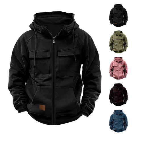 Herren Fleecejacke mit hohem Kragen und praktischen Taschen R&B
