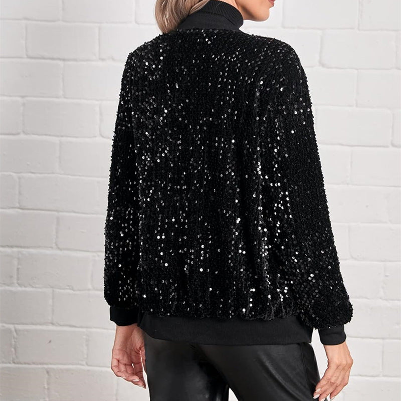 Damen Glamouröse Pailletten-Bomberjacke R&B