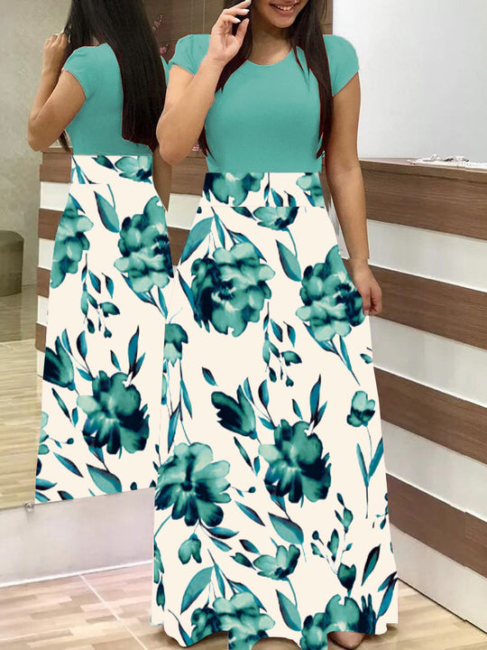 Damen Elegantes Maxikleid mit grafischem Druck und flexiblem Bund R&B