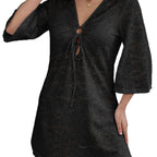Damen Häkel-Strandkleid mit tiefem V-Ausschnitt R&B