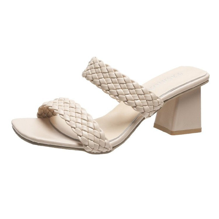 Damen Sandaletten mit geflochtenen Riemen und elegantem Blockabsatz R&B