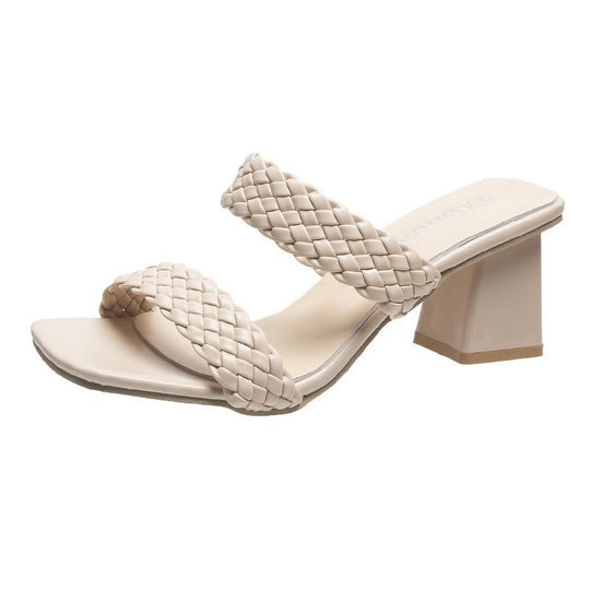 Damen Sandaletten mit geflochtenen Riemen und elegantem Blockabsatz R&B