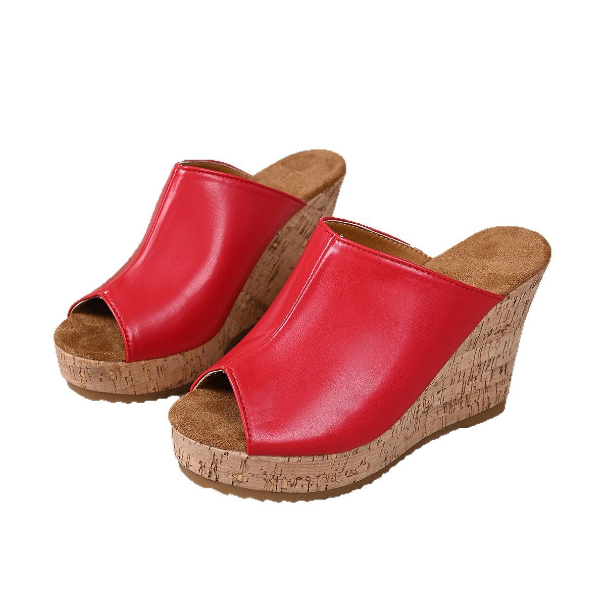 Damen Wedge-Pantoletten mit elegantem Korkfußbett und offener Zehenpartie