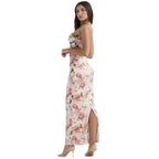 Damen Maxikleid mit floralem Spitzen-Design und schmalen Trägern R&B