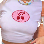 Damen Crop-Top mit fruchtigem Kirschmotiv und verspieltem Design R&B