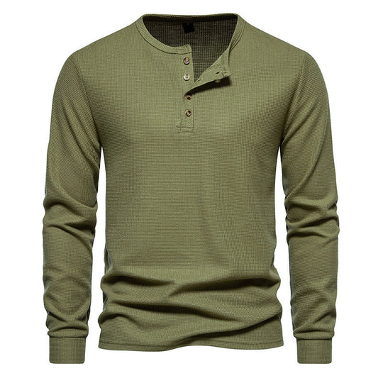 Herren Langarmshirt mit Knopfleiste und strukturiertem Design R&B