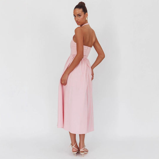 Damen Elegantem Halterneck Maxi-Kleid R&B