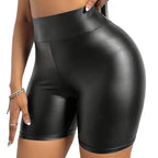 Damen Hochgezogene Kunstleder Shorts R&B