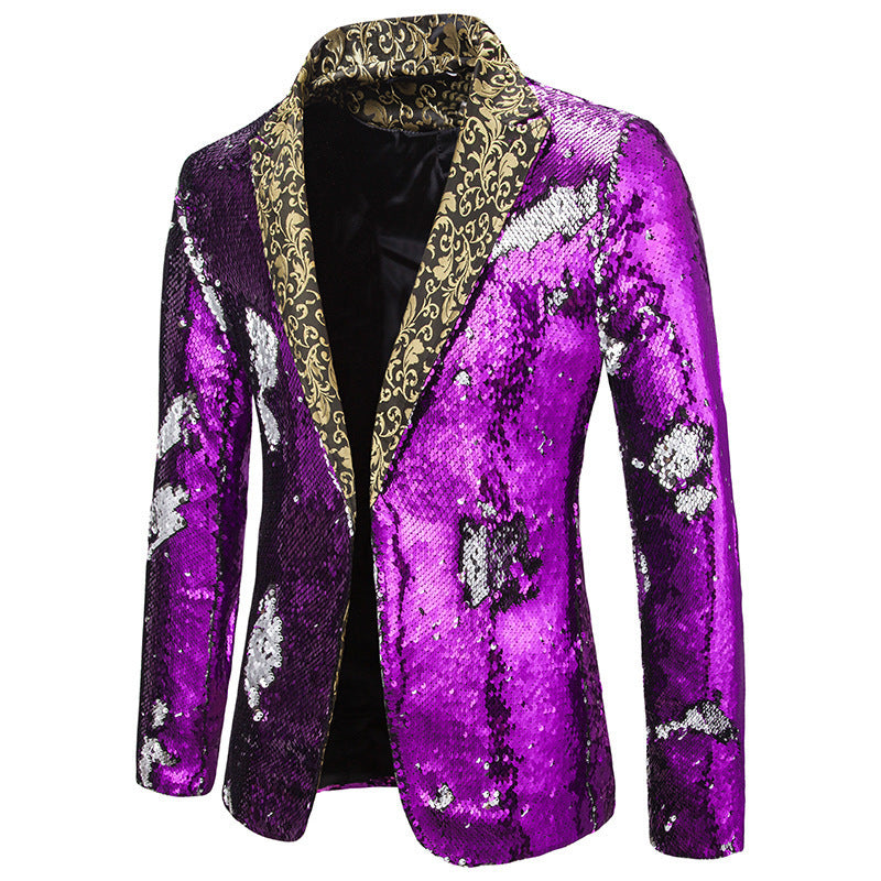 Herren extravagante Pailletten-Blazerjacke R&B