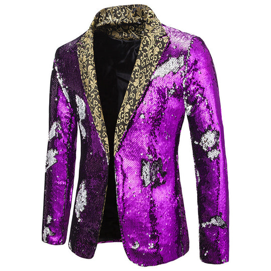 Herren extravagante Pailletten-Blazerjacke R&B