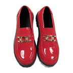 Damen Loafer mit glänzender Oberfläche und modischem Schnallenakzent R&B