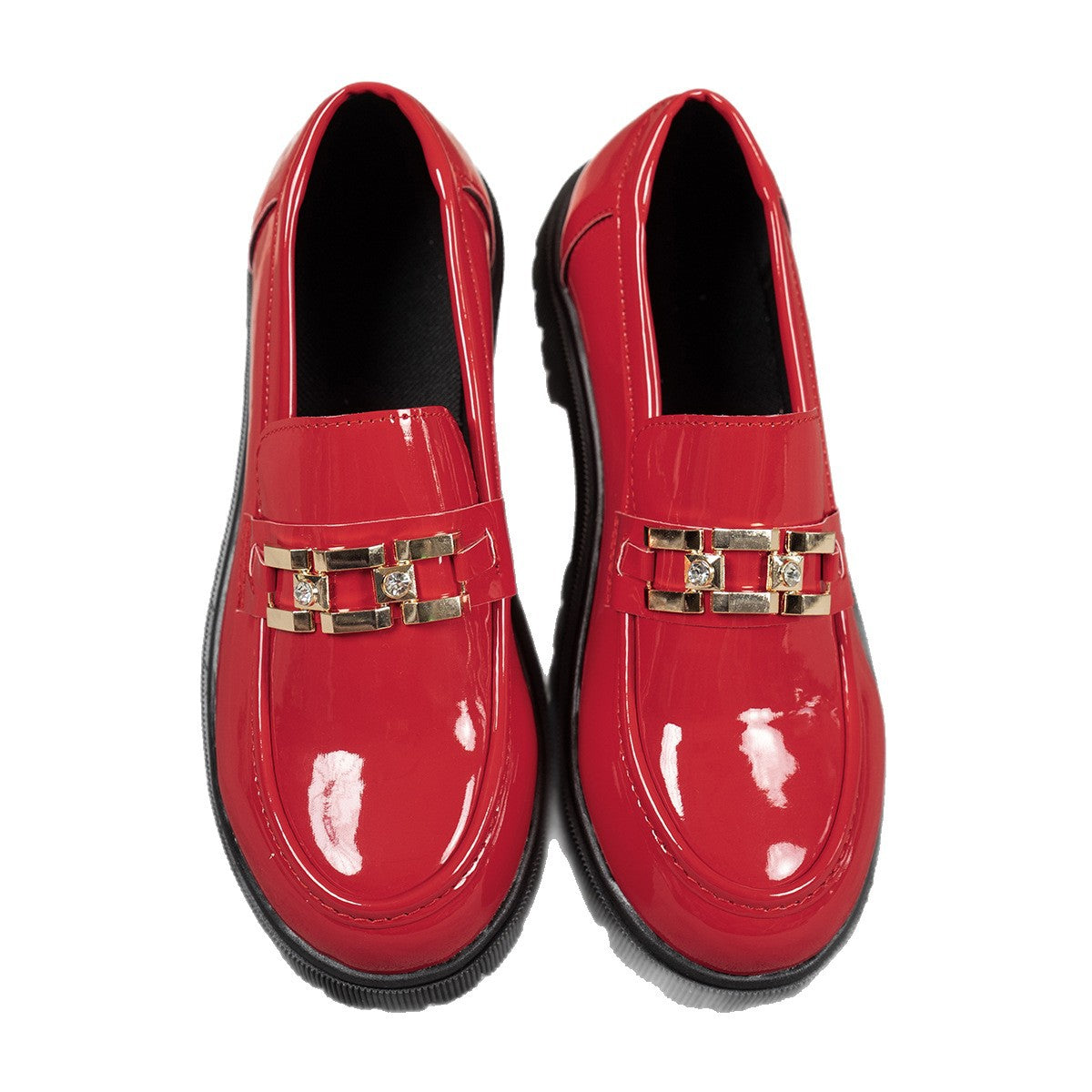 Damen Loafer mit glänzender Oberfläche und modischem Schnallenakzent R&B