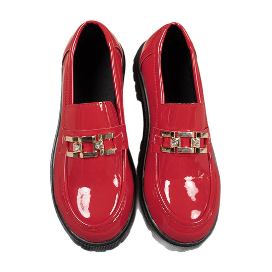 Damen Loafer mit glänzender Oberfläche und modischem Schnallenakzent R&B