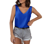 Damen Ärmelloses V-Ausschnitt Top Aus Hochwertigem Material Heidi-Mode